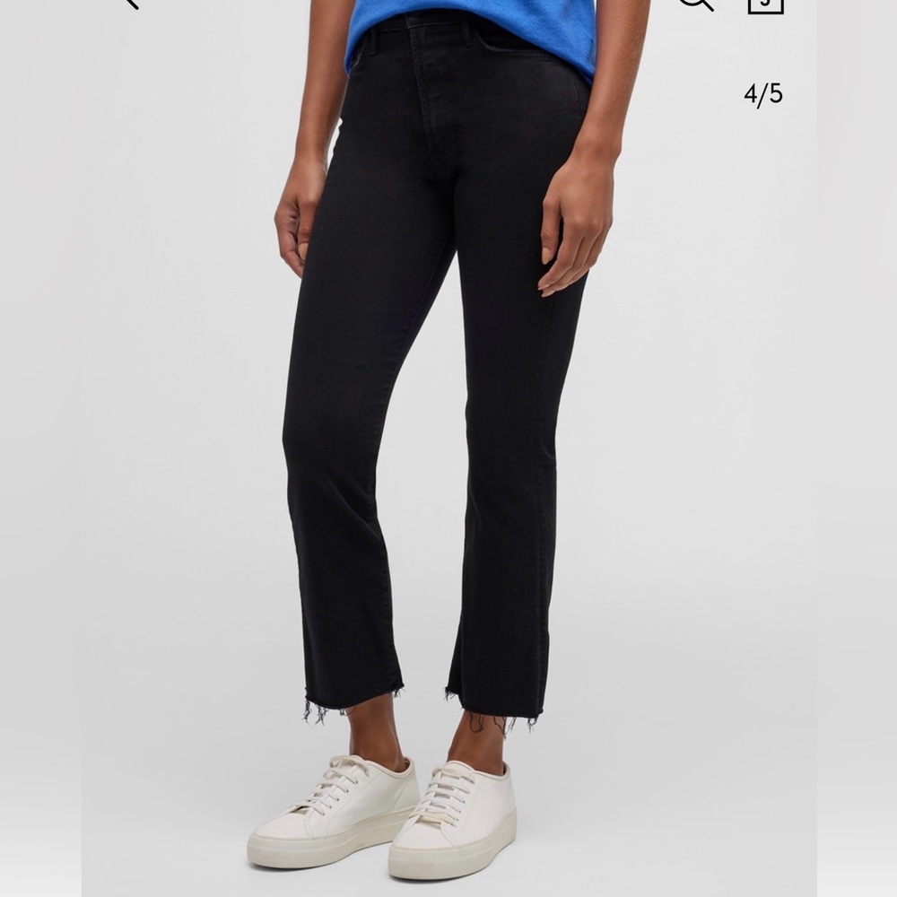 MOTHER lil Hustler Ankle 25 Black Cropped Jeans with Frayed Hem petite new